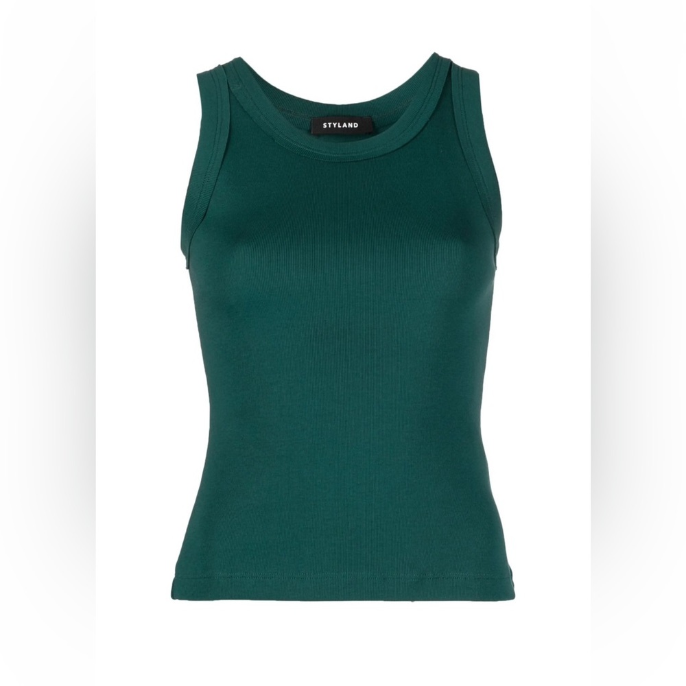 Styland Brand new  Women's Emerald Green Ribbed Tank Top 100% organic cotton